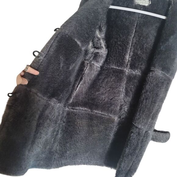 Sportsman Mfg Sheepskin Penny Lane Coat Women's Size 12 Gray Heavy Warm Vintage - Picture 5 of 12